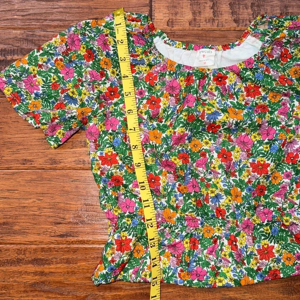 Crewcuts JCrew Girls' gathered-waist crop top in floral, size medium